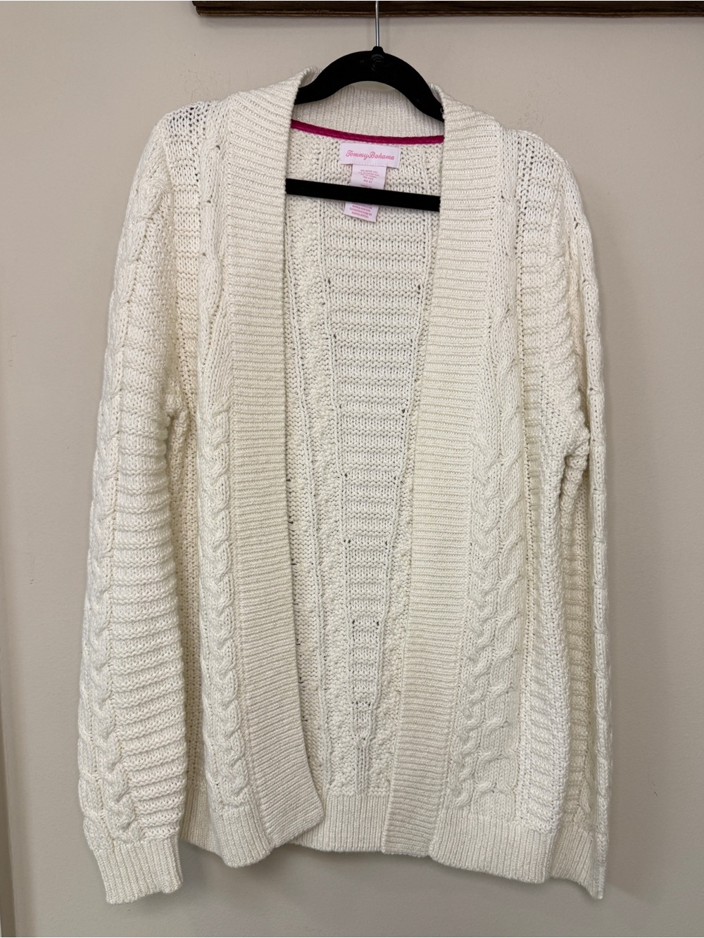 Tommy Bahama: Girls' Ivory Cable Knit Open Cardigan Sweater, Size M (10-12)